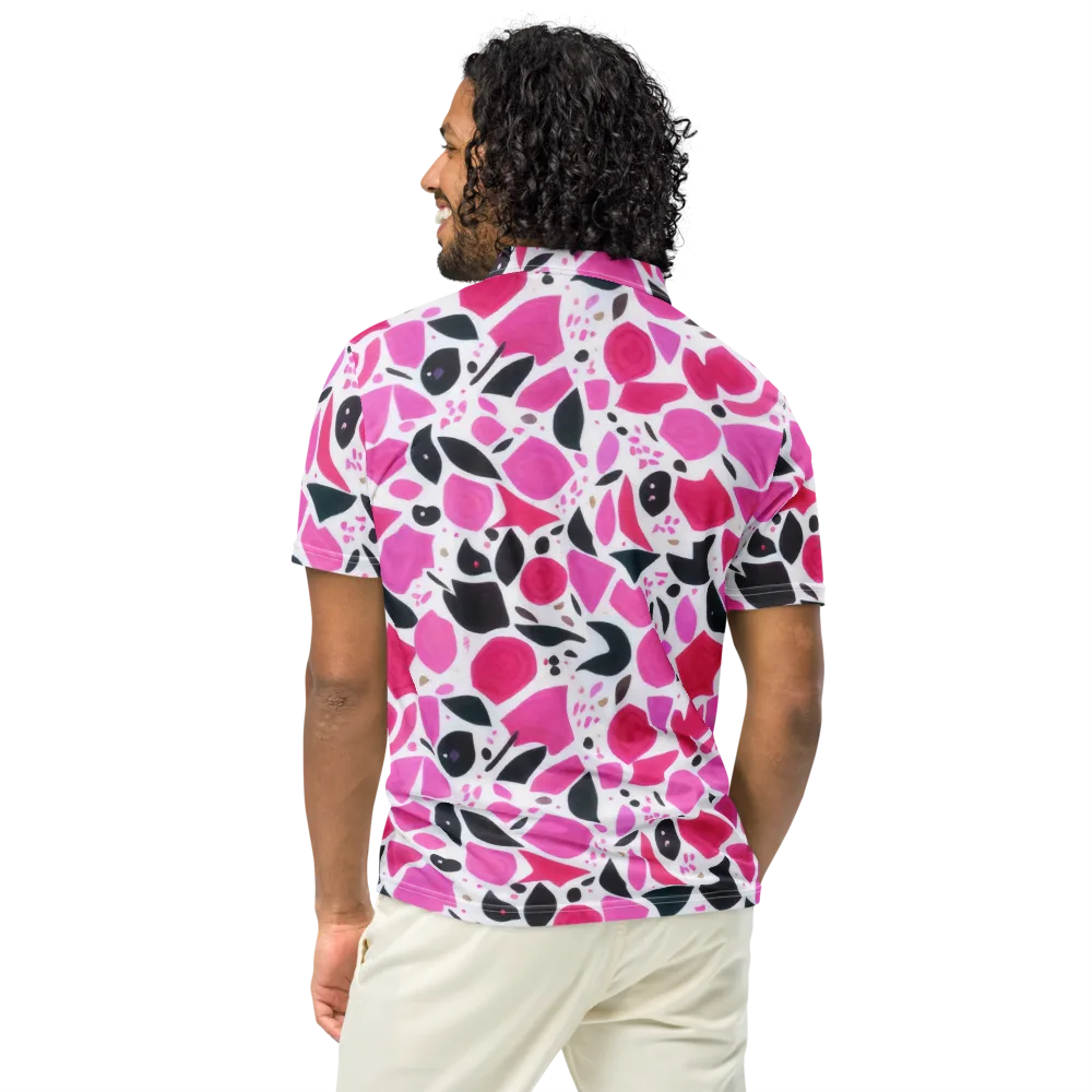Fuchsia Confetti on Men's Slim Fit Polo Shirt — Back