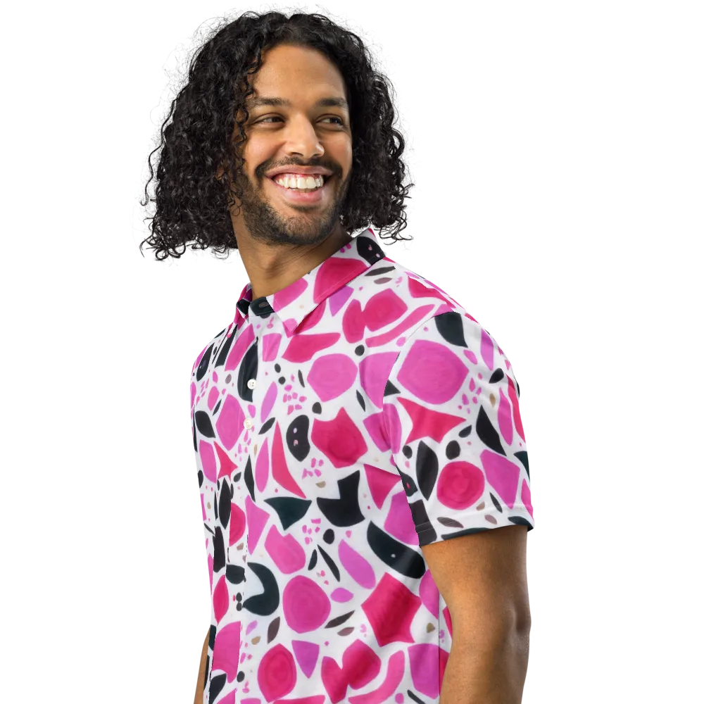 Fuchsia Confetti on Men's Slim Fit Polo Shirt — Left Front