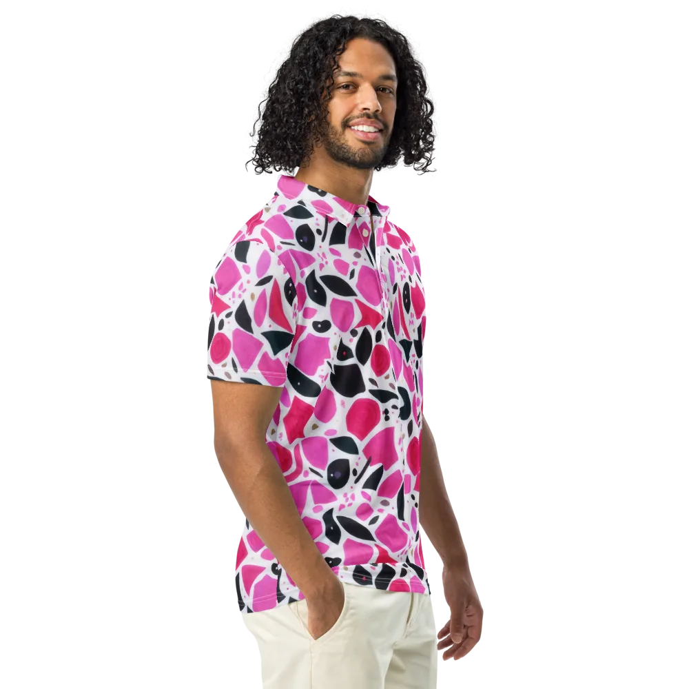 Fuchsia Confetti on Men's Slim Fit Polo Shirt — Right Front