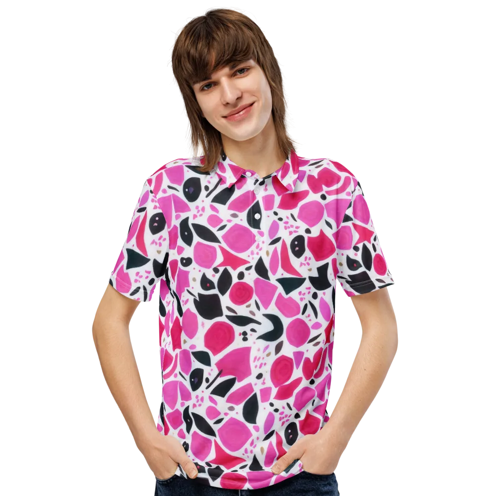 Fuchsia Confetti on Men's Slim Fit Polo Shirt — Front