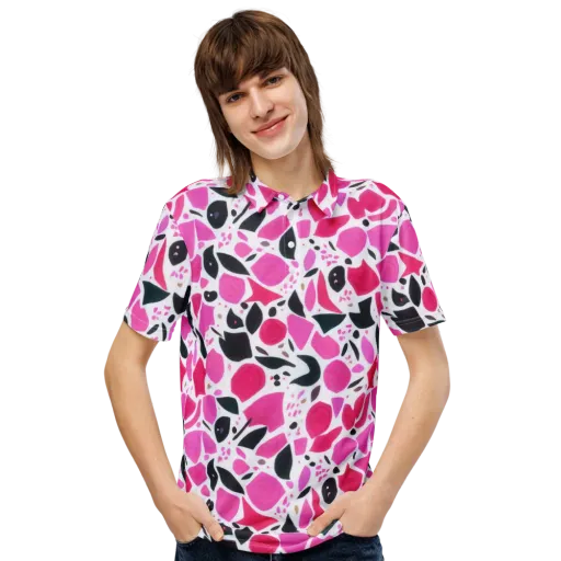 Fuchsia Confetti on a Men's Slim Fit Polo Shirt