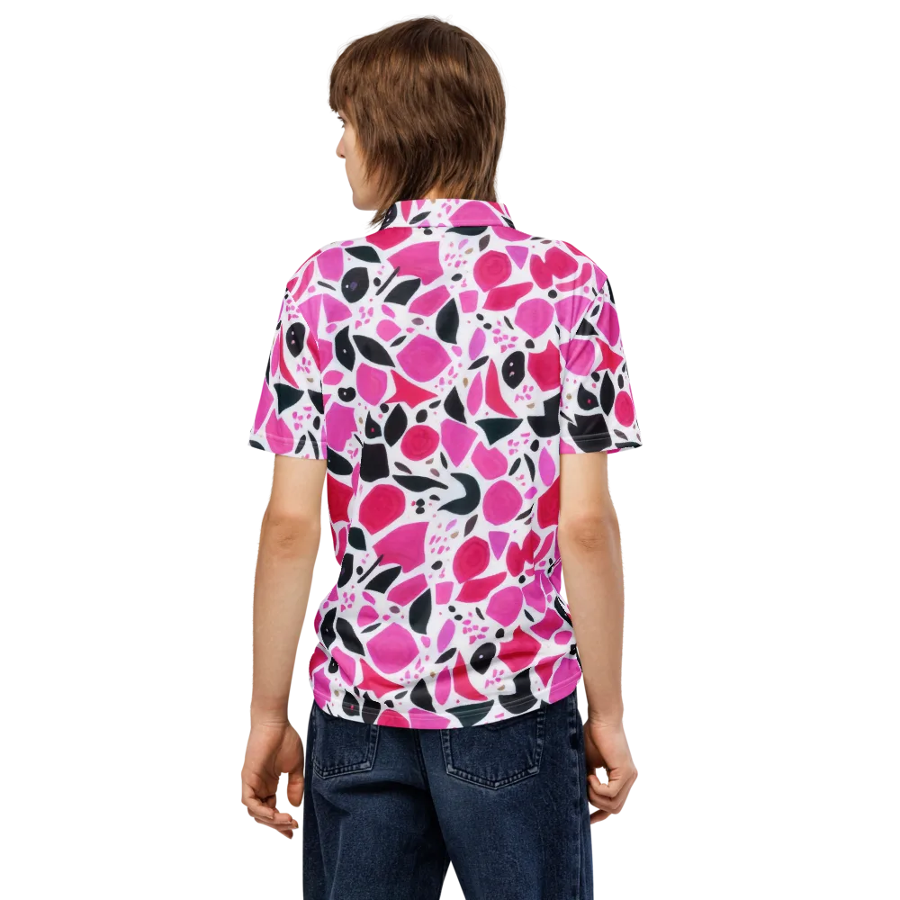 Fuchsia Confetti on Men's Slim Fit Polo Shirt — Back