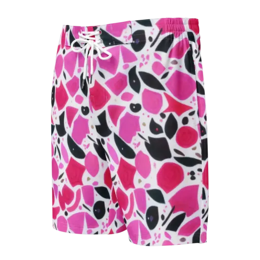 Fuchsia Confetti on a Men's Board Shorts
