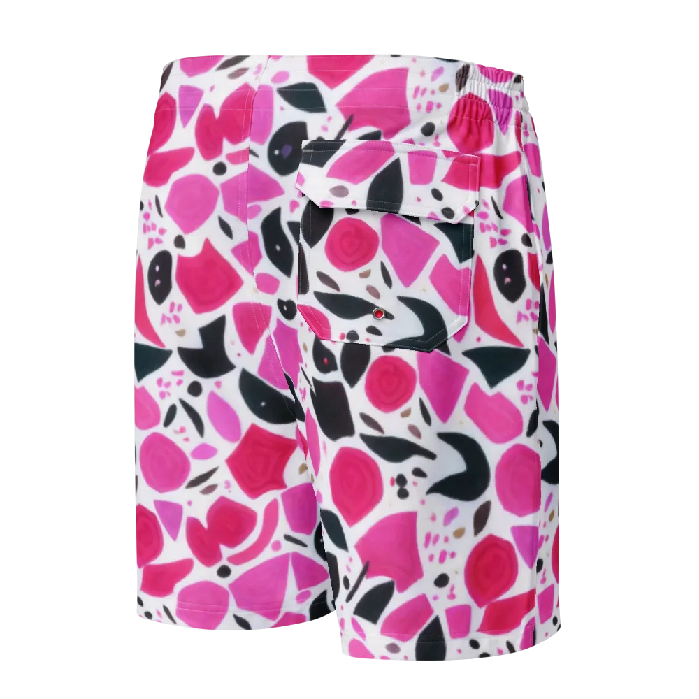 Fuchsia Confetti on Men's Board Shorts — Back