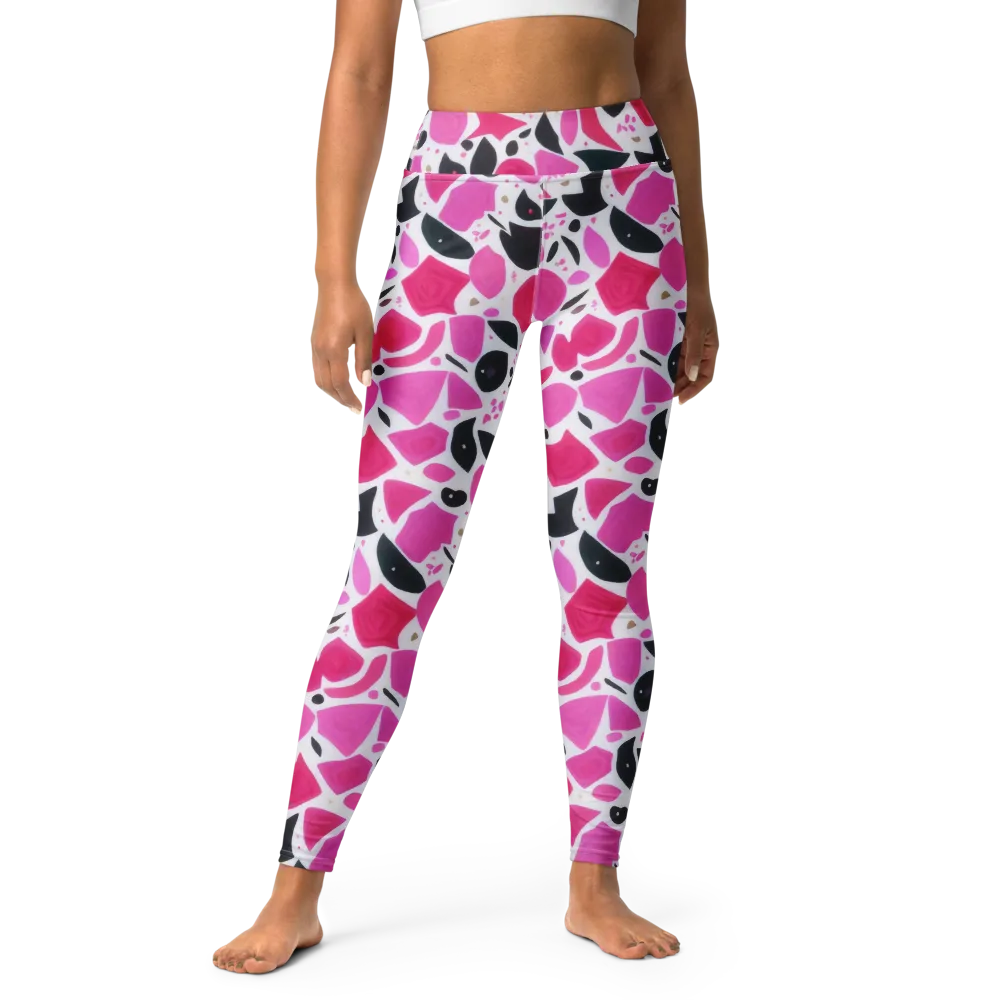 Fuchsia Confetti on Yoga Leggings — Front