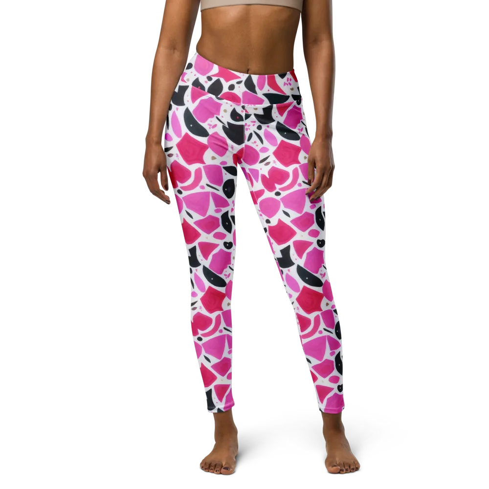 Fuchsia Confetti on Yoga Leggings — Front