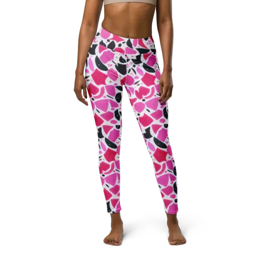 Fuchsia Confetti on a Yoga Leggings