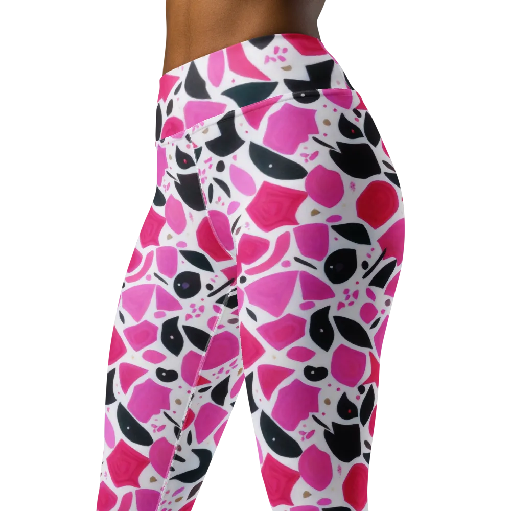 Fuchsia Confetti on Yoga Leggings — Left Front