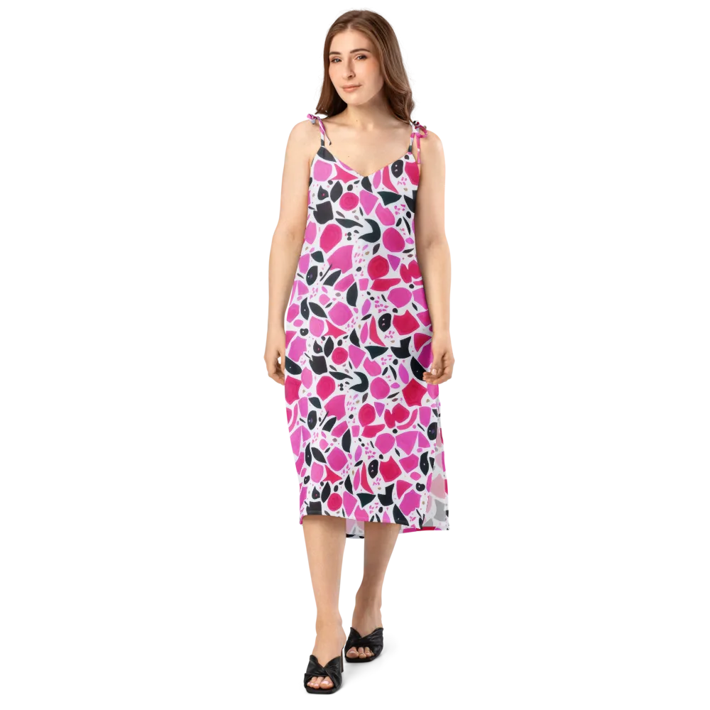 Fuchsia Confetti on Slip Dress — Front