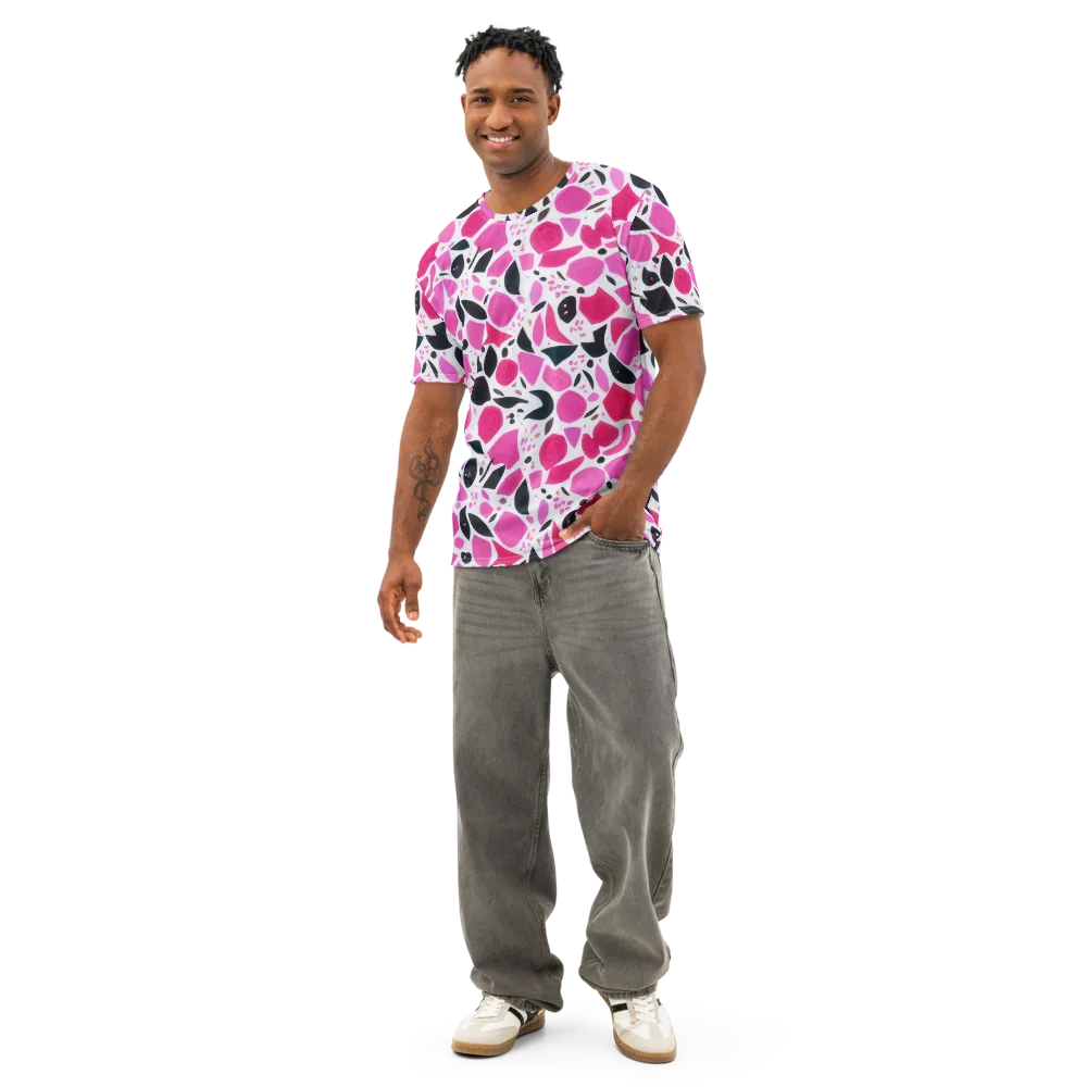 Fuchsia Confetti on Men's Cotton Crew Neck T-Shirt — Front