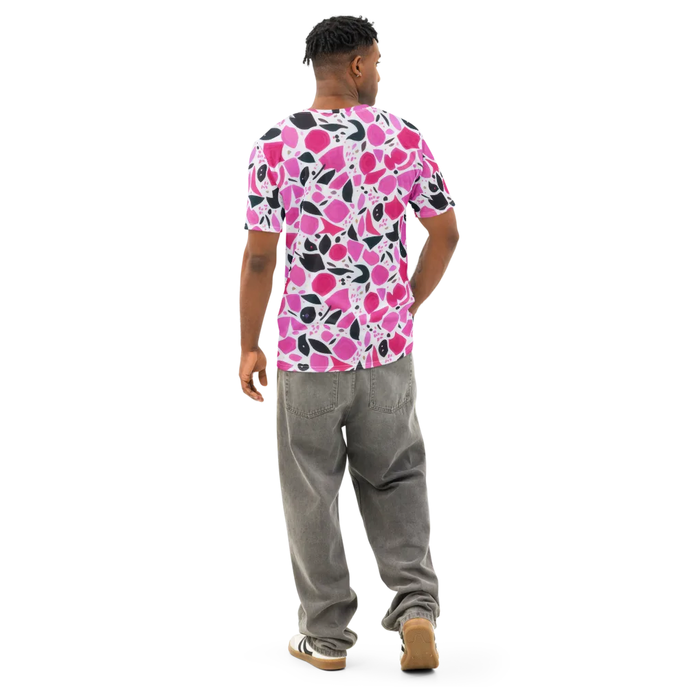 Fuchsia Confetti on Men's Cotton Crew Neck T-Shirt — Back
