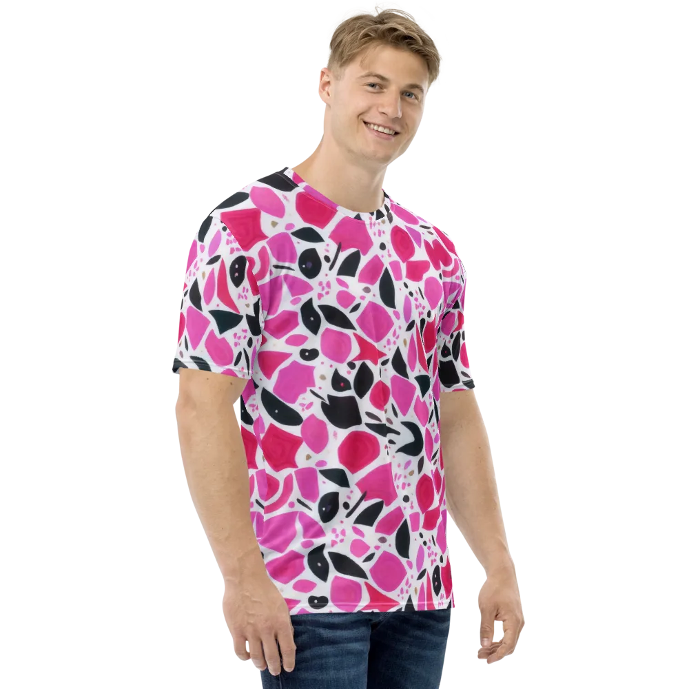 Fuchsia Confetti on Men's Crew Neck T-Shirt — Right