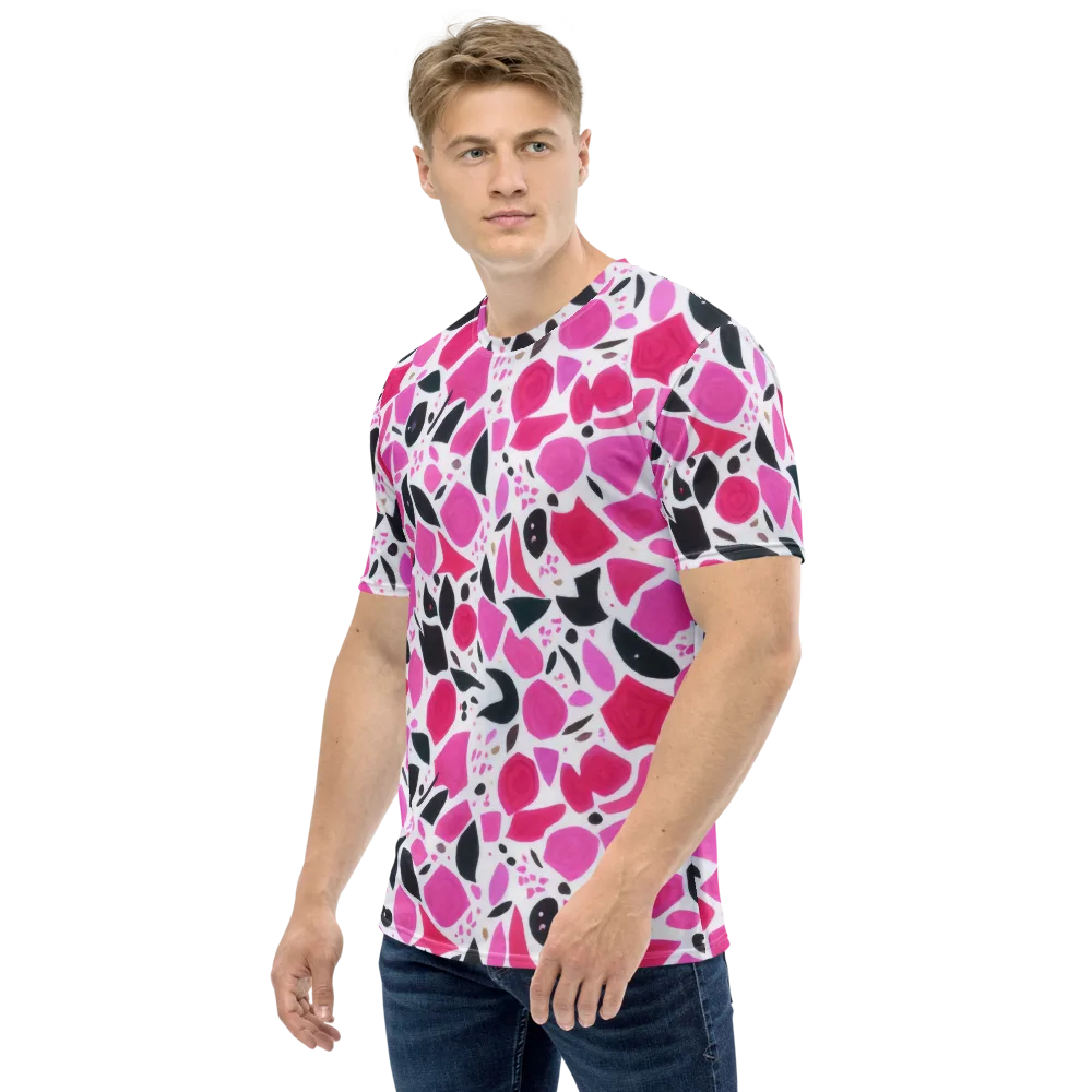 Fuchsia Confetti on Men's Crew Neck T-Shirt — Left