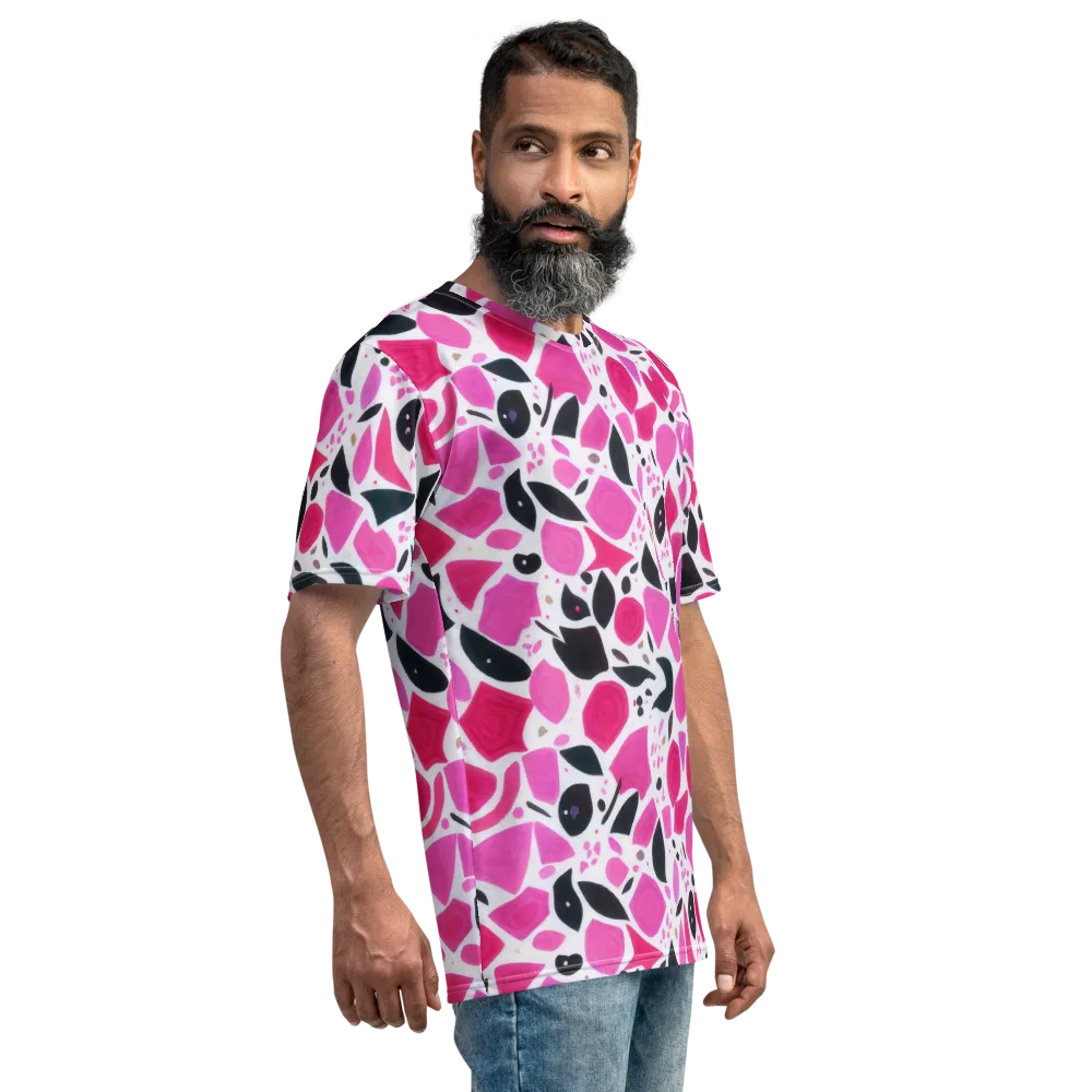 Fuchsia Confetti on Men's Crew Neck T-Shirt — Right