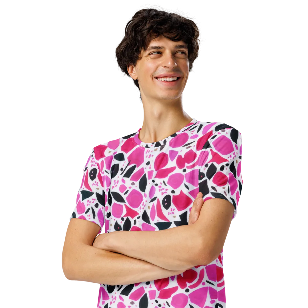 Fuchsia Confetti on Men's Crew Neck T-Shirt — Left Front