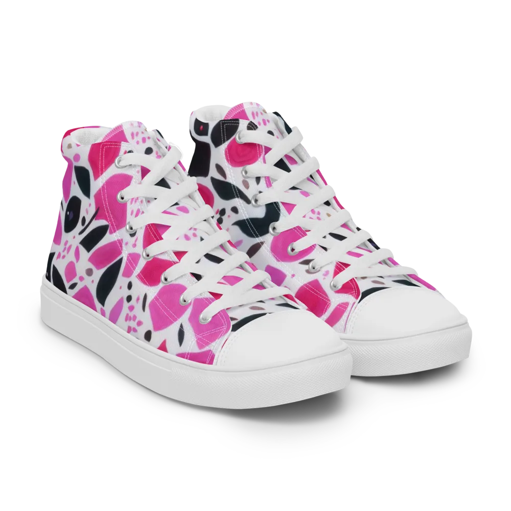 Fuchsia Confetti on Men's High Top Canvas Shoes — Right Front