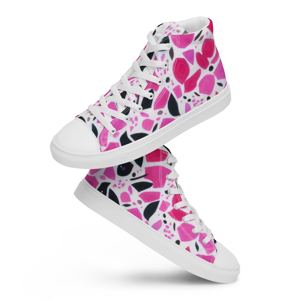 Fuchsia Confetti on Men's High Top Canvas Shoes — Front