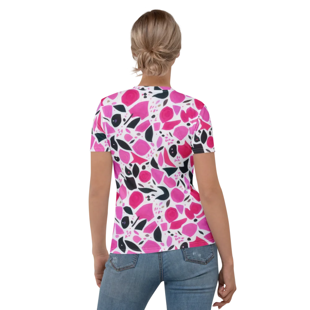 Fuchsia Confetti on Women's Crew Neck T-Shirt — Back