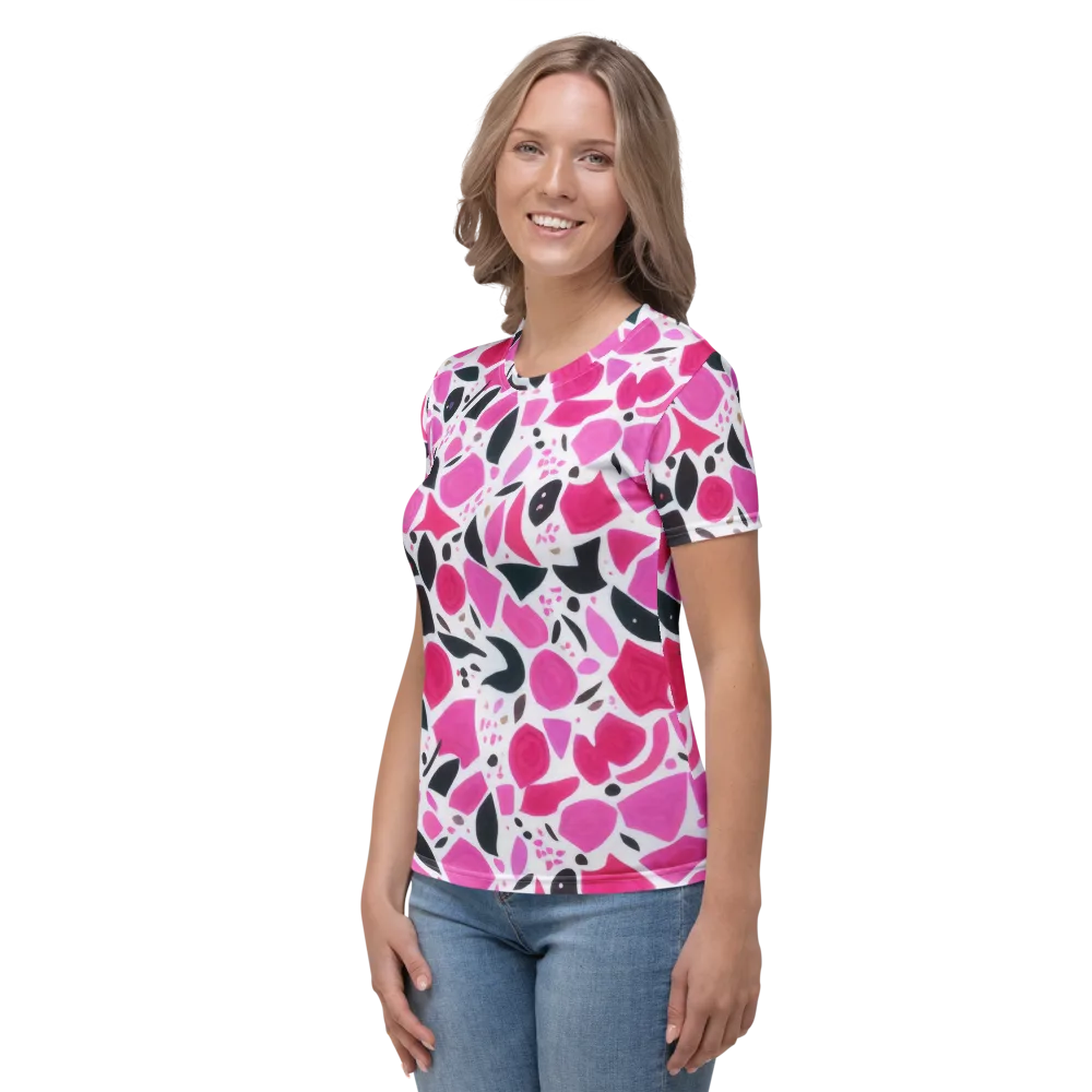 Fuchsia Confetti on Women's Crew Neck T-Shirt — Left