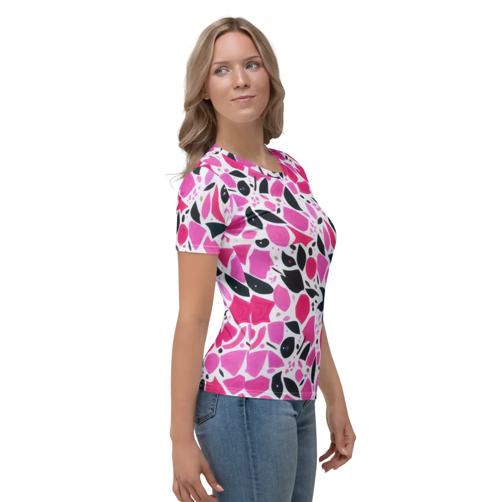 Fuchsia Confetti on Women's Crew Neck T-Shirt — Right