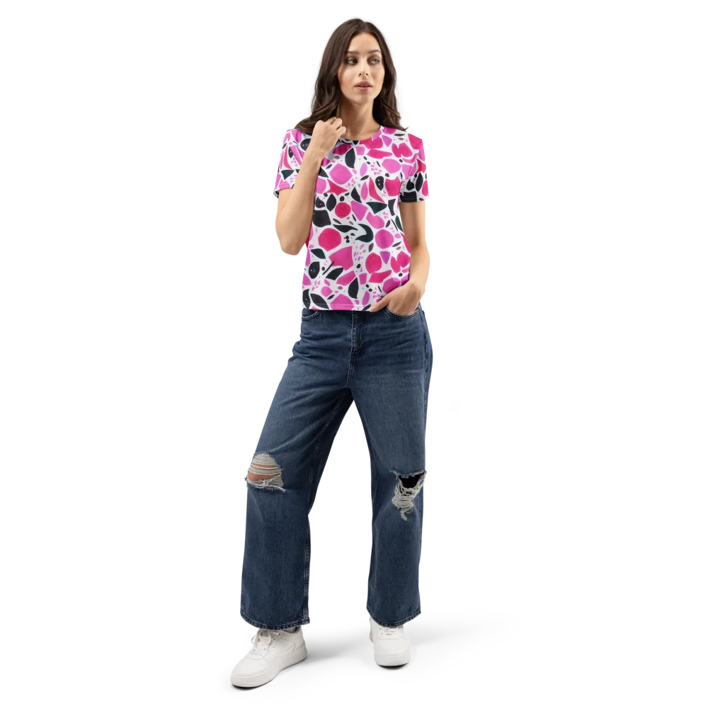 Fuchsia Confetti on Women's Crew Neck T-Shirt — Front