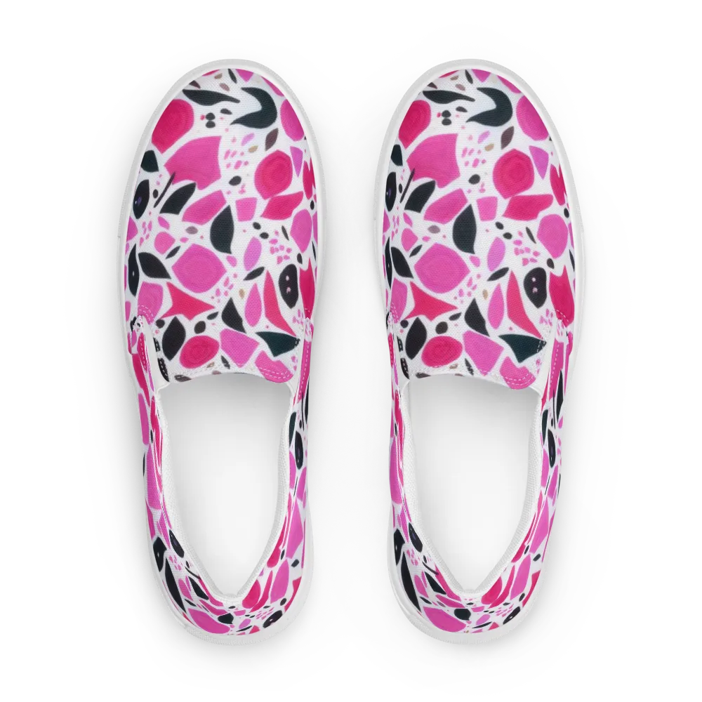 Fuchsia Confetti on Men's Slip-On Canvas Shoes — Front