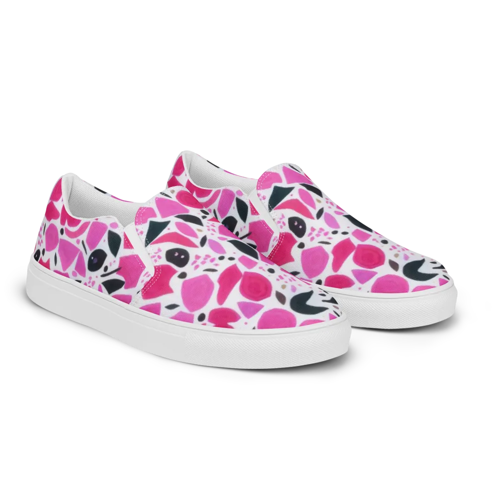 Fuchsia Confetti on Men's Slip-On Canvas Shoes — Right Front