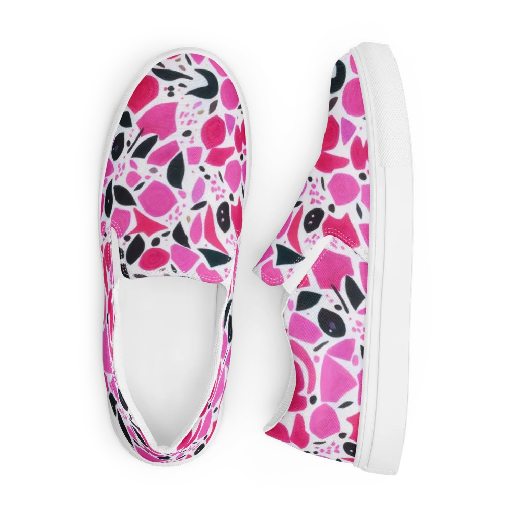 Fuchsia Confetti on Men's Slip-On Canvas Shoes — Front