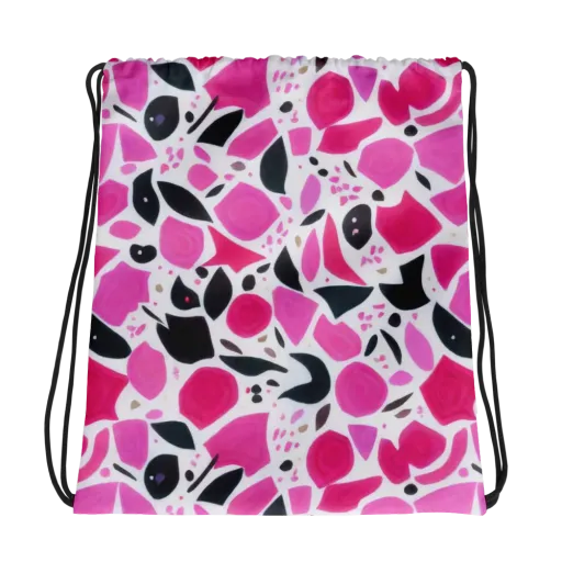 Fuchsia Confetti on a Drawstring Bag