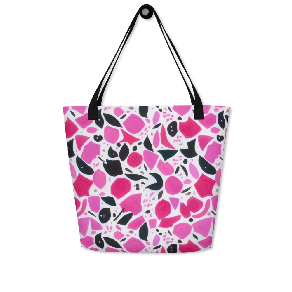 Fuchsia Confetti on Large Tote Bag W/ Pocket — Front