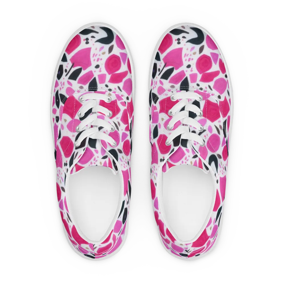 Fuchsia Confetti on Men's Lace-Up Canvas Shoes — Front
