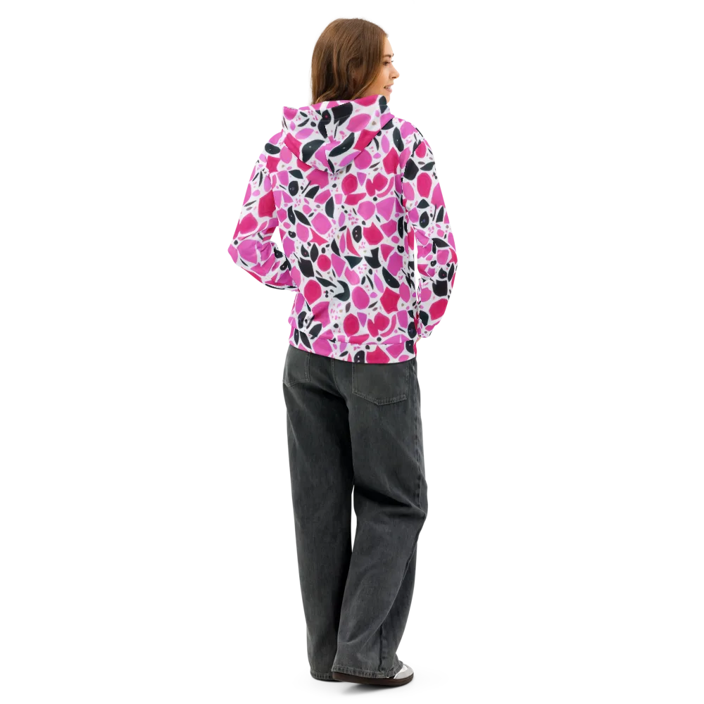 Fuchsia Confetti on Cotton Hoodie — Back