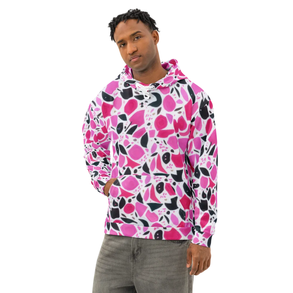 Fuchsia Confetti on Cotton Hoodie — Left Front