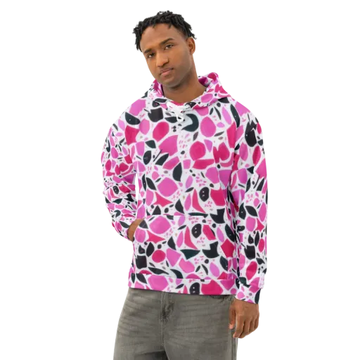 Fuchsia Confetti on a Cotton Hoodie