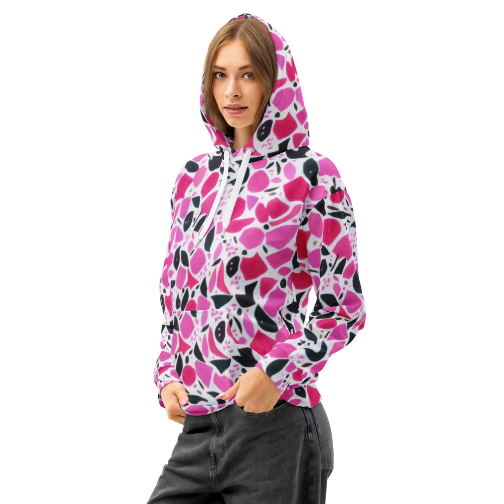 Fuchsia Confetti on Cotton Hoodie — Left Front