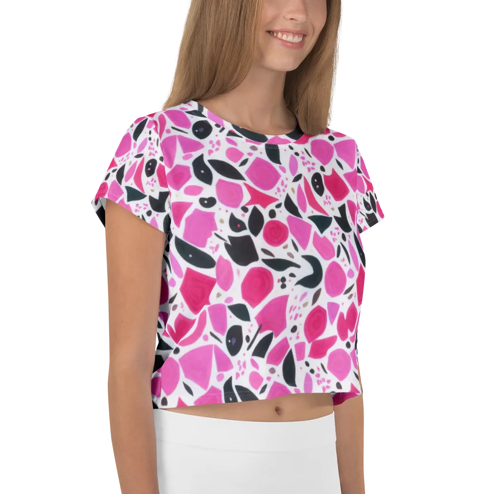 Fuchsia Confetti on Crop Tee — Right