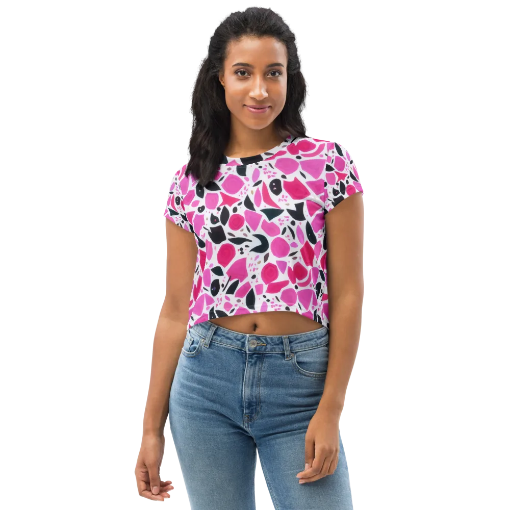 Fuchsia Confetti on Crop Tee — Front