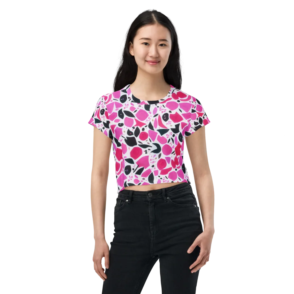 Fuchsia Confetti on Crop Tee — Front
