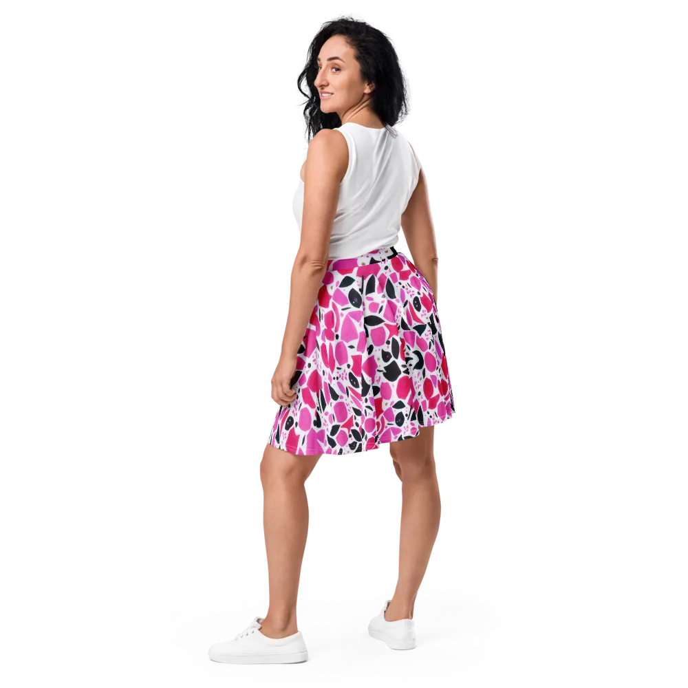 Fuchsia Confetti on Skater Skirt — Back