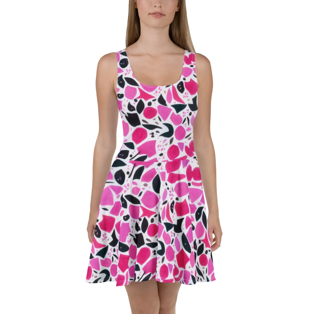 Fuchsia Confetti on Skater Dress — Front
