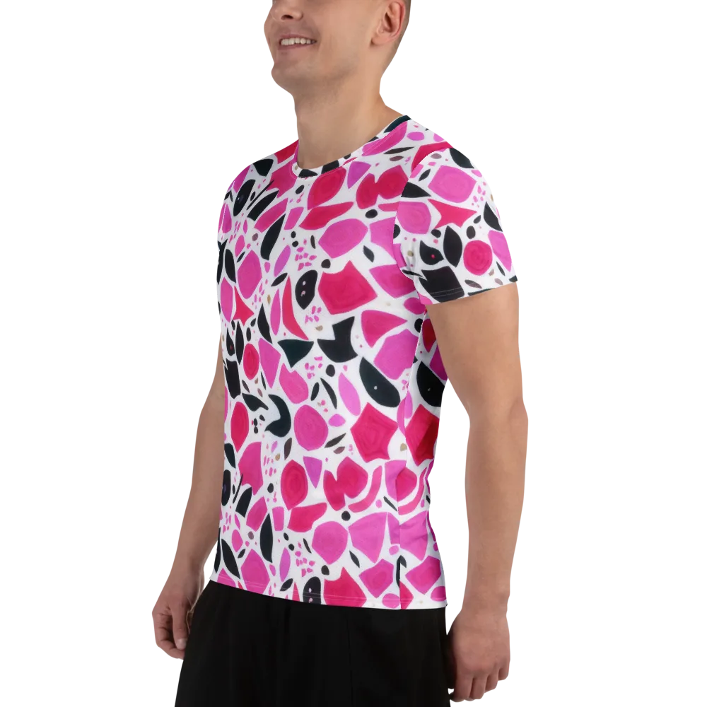 Fuchsia Confetti on Men's Athletic T-Shirt — Left