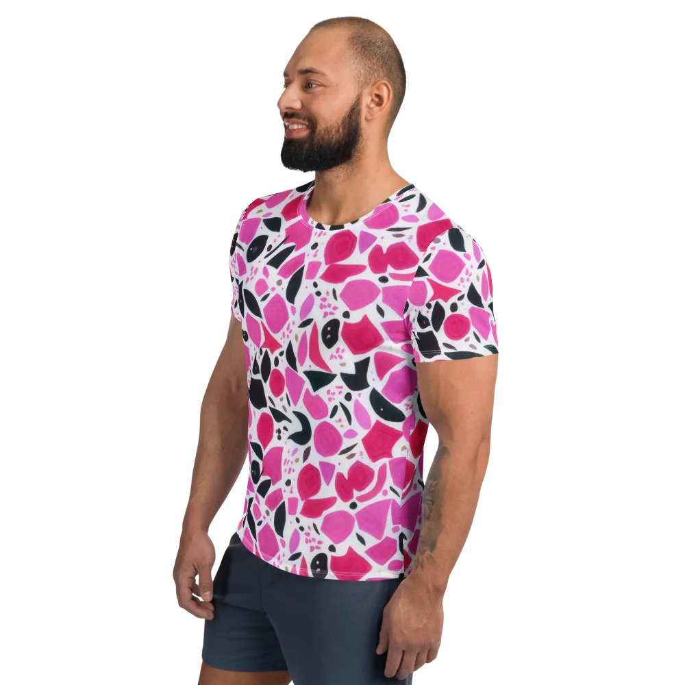 Fuchsia Confetti on Men's Athletic T-Shirt — Left