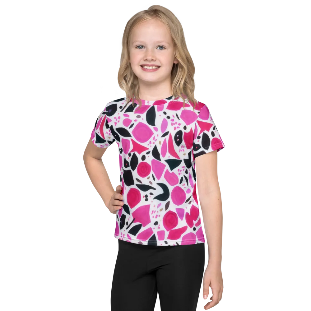 Fuchsia Confetti on Kids Crew Neck T-Shirt — Front