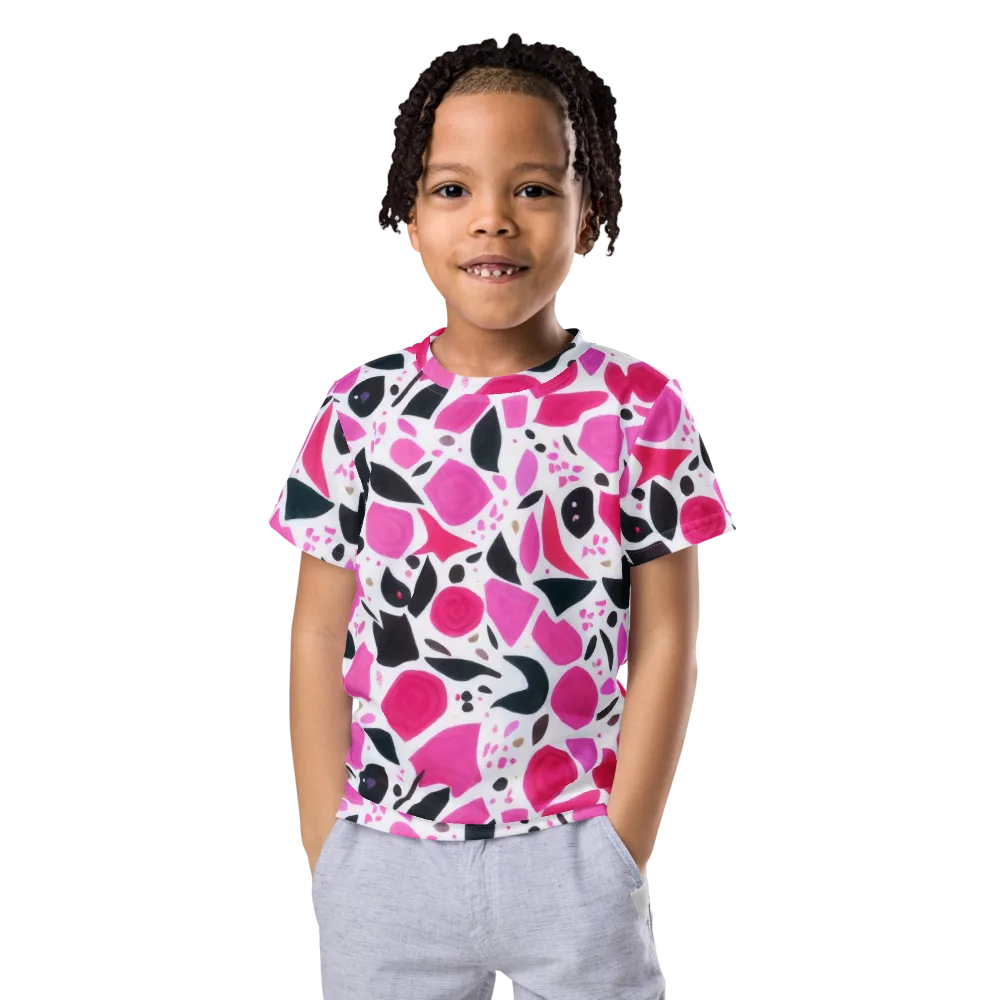 Fuchsia Confetti on Kids Crew Neck T-Shirt — Front