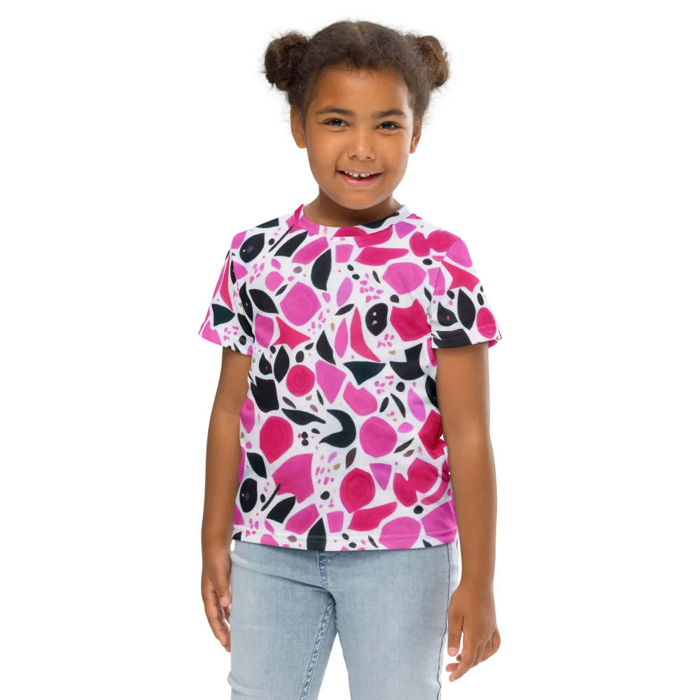 Fuchsia Confetti on Kids Crew Neck T-Shirt — Front