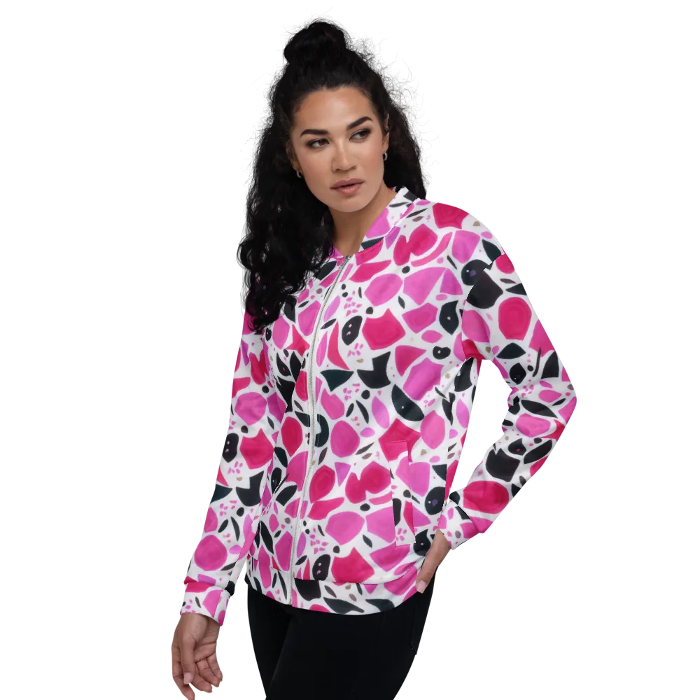 Fuchsia Confetti on Bomber Jacket — Left