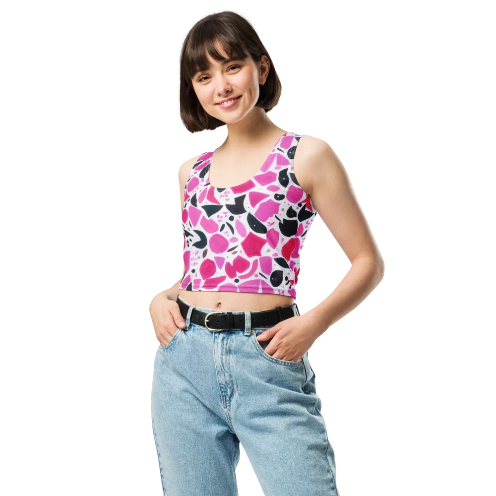 Fuchsia Confetti on Crop Top — Front