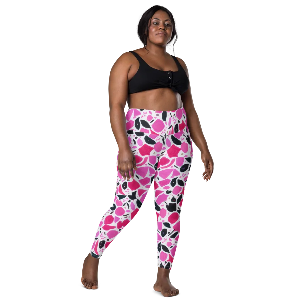 Fuchsia Confetti on Leggings with Pockets — Front
