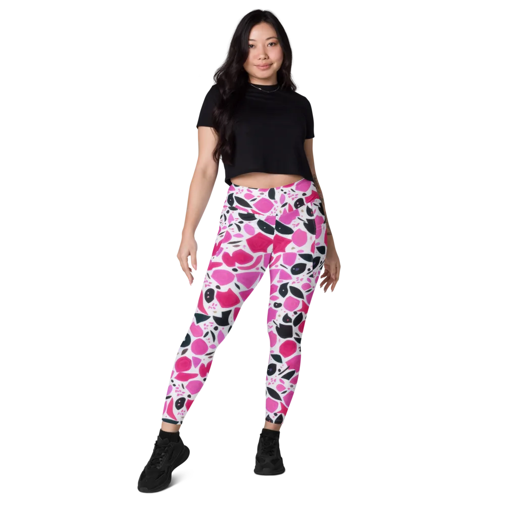 Fuchsia Confetti on Leggings with Pockets — Front