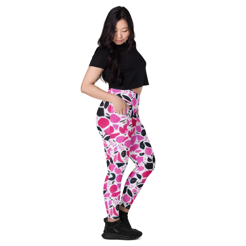 Fuchsia Confetti on Leggings with Pockets — Right